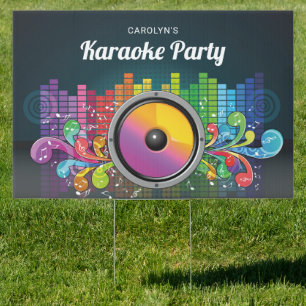 Colorful Music Karaoke Birthday Party Sign