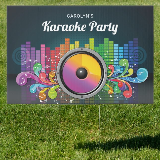 Colorful Music Karaoke Birthday Party Sign (Insitu)