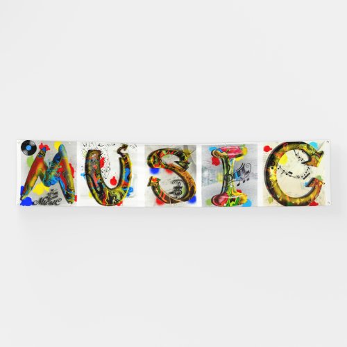 Colorful Music Letters and Music Notes Banner