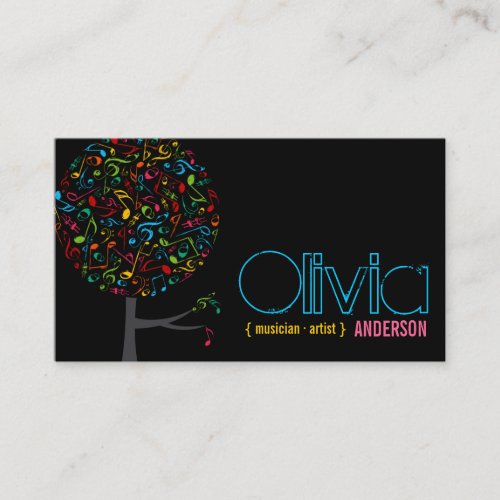 Colorful Music Musical Notes Song Singing Pop Tree Business Card Template