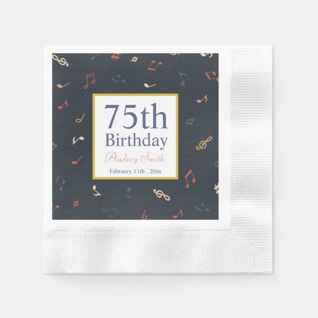 Colorful Music Note Birthday   Napkins (Front)
