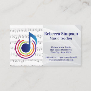 Colorful Music Note Business Card