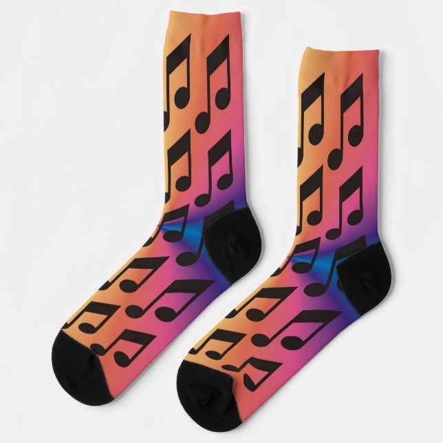 Colorful Music Note Crew Socks (Left)