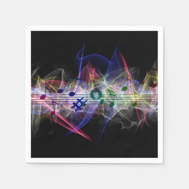 Colorful Music Note Musically Napkins (Front)