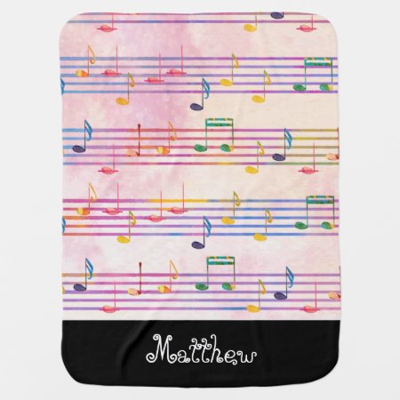 Colorful Music Note Musician   Baby Blanket