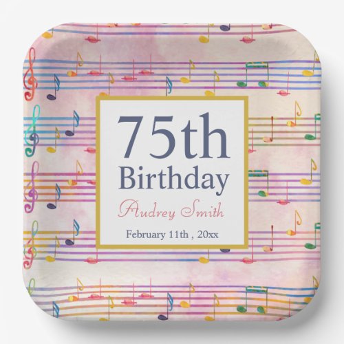 Colorful Music Note Musician Birthday   Paper Plates