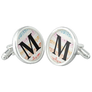 Colorful Music note Musician Monogram Cufflinks