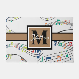 Colorful Music note Musician Monogram Doormat