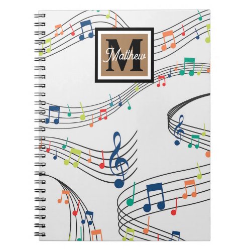 Colorful Music note Musician Monogram     Notebook