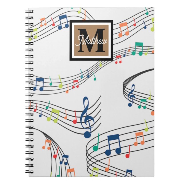 Colorful Music note Musician Monogram     Notebook (Front)