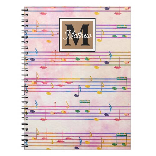 Colorful Music note Musician Monogram  Notebook