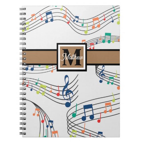 Colorful Music note Musician Monogram   Notebook