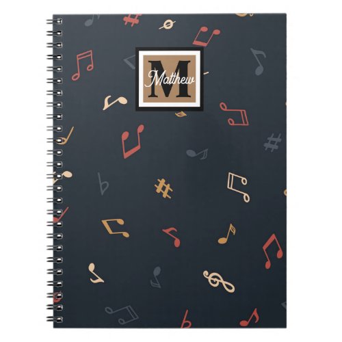 colorful Music note Musician Monogram   Notebook