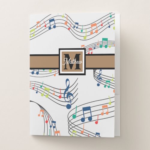 Colorful Music note Musician Monogram    Pocket Folder
