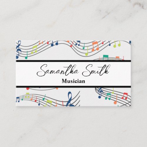 Colorful Music note Musician Music Teacher  Business Card