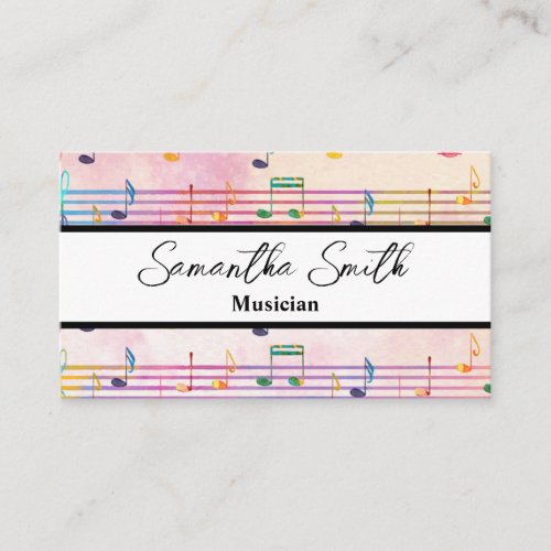 Colorful Music note Musician Music Teacher  Business Card