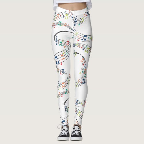 Colorful music note Pattern musician musical Leggings