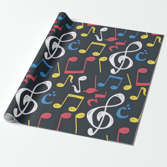 Colorful music note Pattern musician musical  Wrapping Paper (Unrolled)