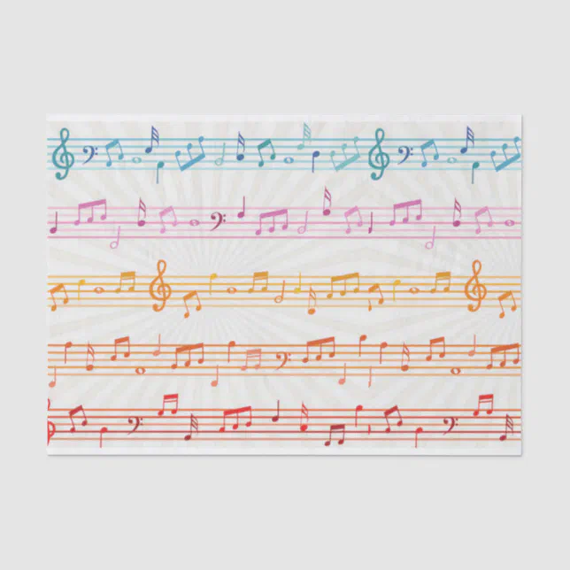 Colorful music note Pattern musician Tissue Paper | Zazzle