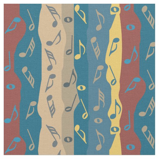 Colorful Music Note Stripes Fabric