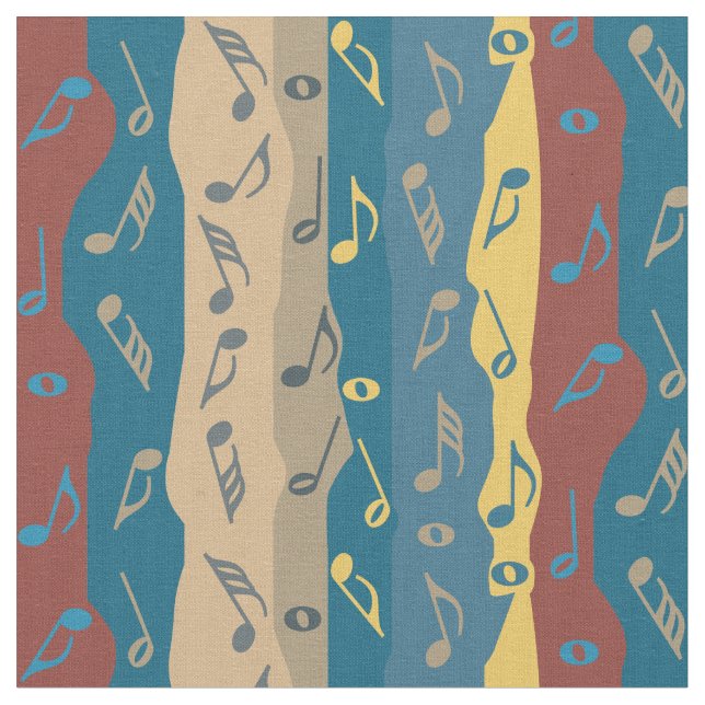 Colorful Music Note Stripes Fabric (Close Up)