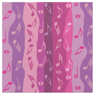 Colorful Music Note Stripes Fabric