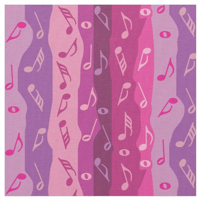 Colorful Music Note Stripes Fabric (Close Up)