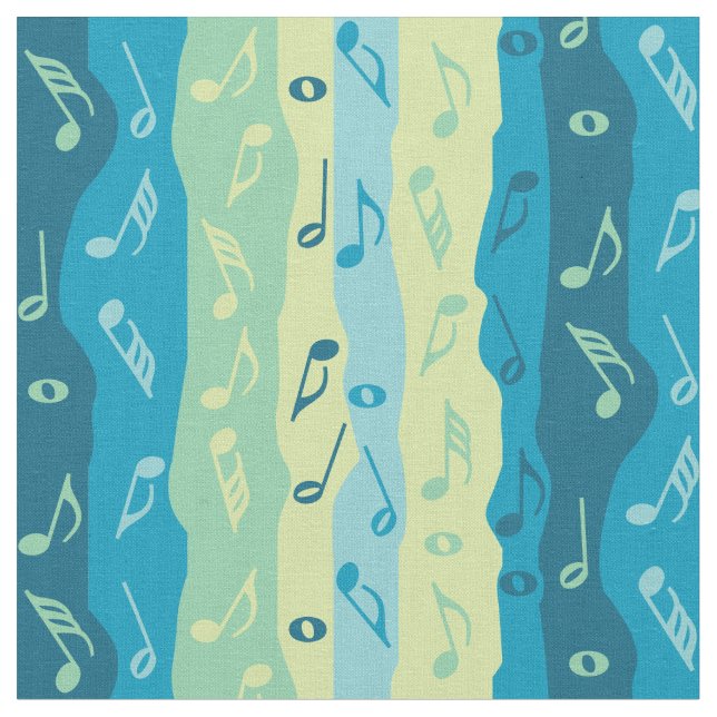 Colorful Music Note Stripes Fabric (Close Up)