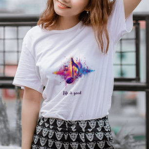 Colorful Music Note T-Shirt, Life is Good Tri-Blend Shirt