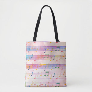 colorful music note treble clef musician musical tote bag