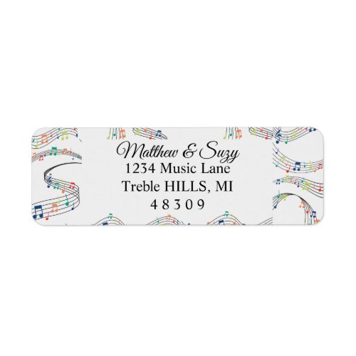 Colorful Music note Whimsical Musician  Label