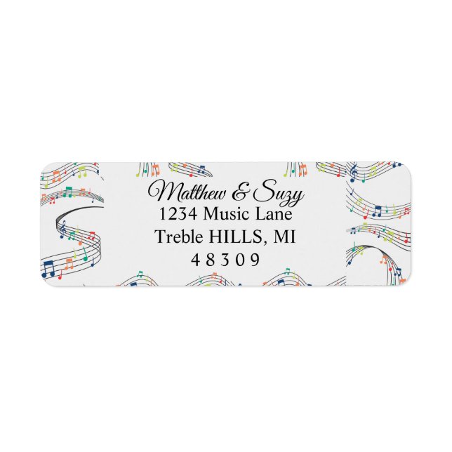 Colorful Music note Whimsical Musician  Label (Front)