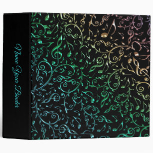 Colorful Music Notes and Clefs Pattern Binder