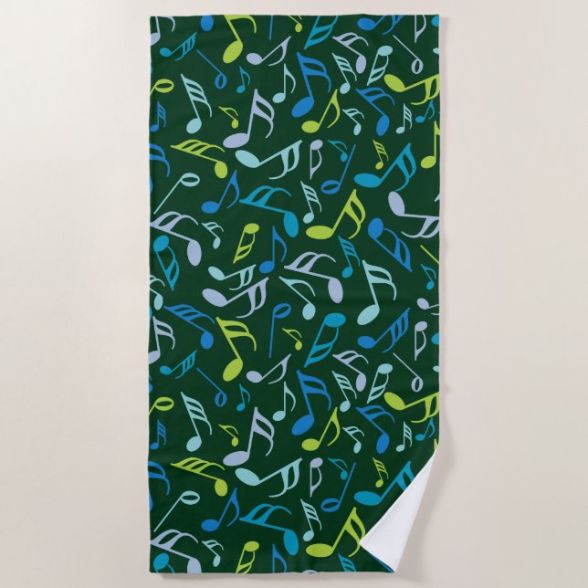 Colorful Music Notes  Beach Towel (Front)