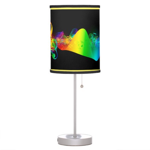 Colorful Music Notes Black Shade Table Lamp