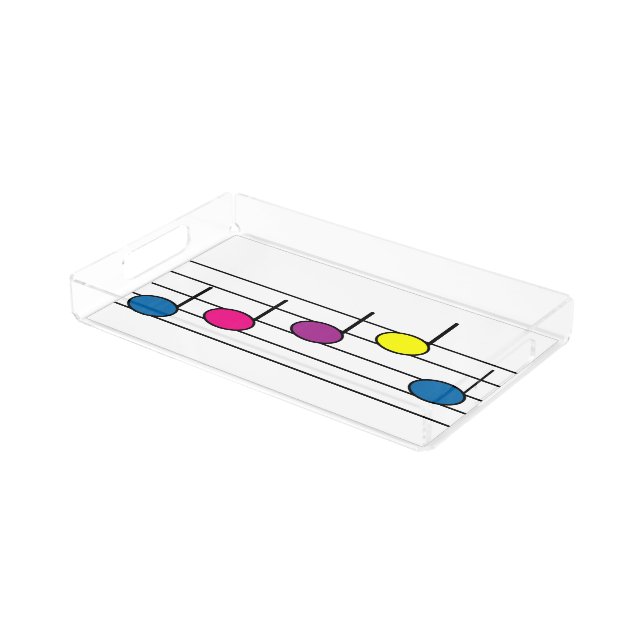 Colorful Music Notes Bright Pattern Acrylic Tray (Angled)