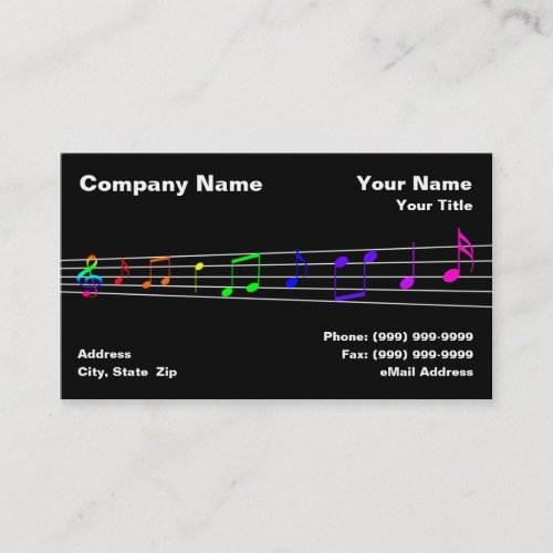 Colorful Music Notes Business Card