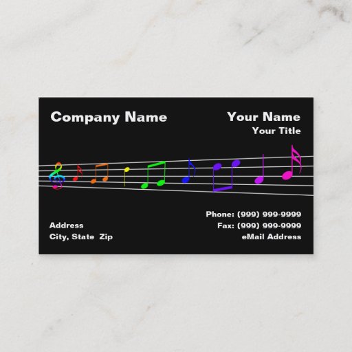 Customizable Colorful Music Notes Business Card