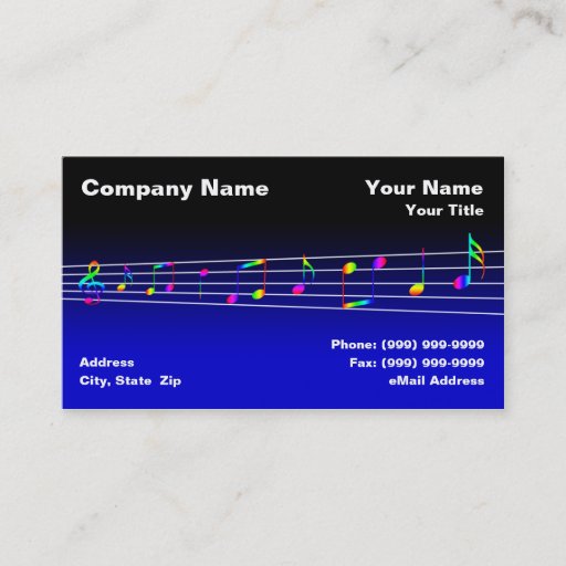 Customizable Colorful Music Notes Business Card