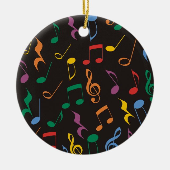 Colorful Music Notes Ceramic Ornament (Front)