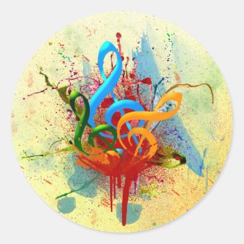 Colorful Music Notes Classic Round Sticker by iroccamaro9 at Zazzle