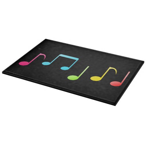 Colorful Music Notes Cutting Board - Black | Zazzle