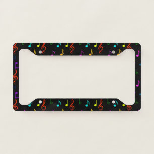 Colorful Music Notes Design Musical Theme Car License Plate Frame