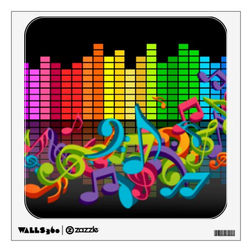 colorful music notes equalizer sounds cool bright wall sticker