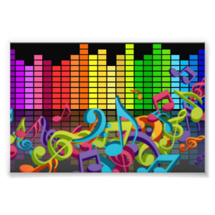 colorful music notes equalizer sounds photo print