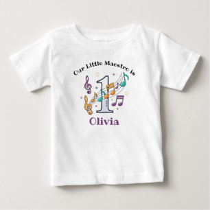 Colorful Music Notes First Birthday Baby T-Shirt