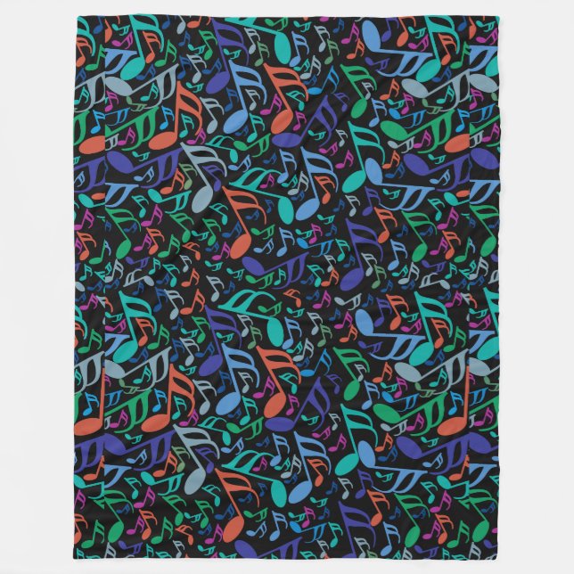 Colorful Music Notes Fleece Blanket (Front)