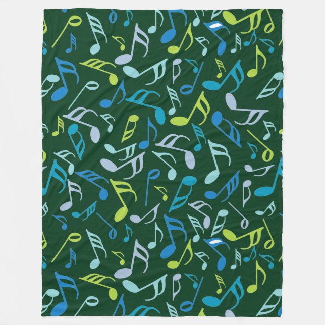 Colorful Music Notes Fleece Blanket (Front)