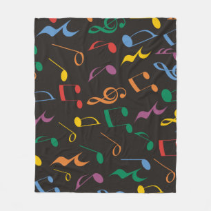 Colorful Music Notes Fleece Blanket