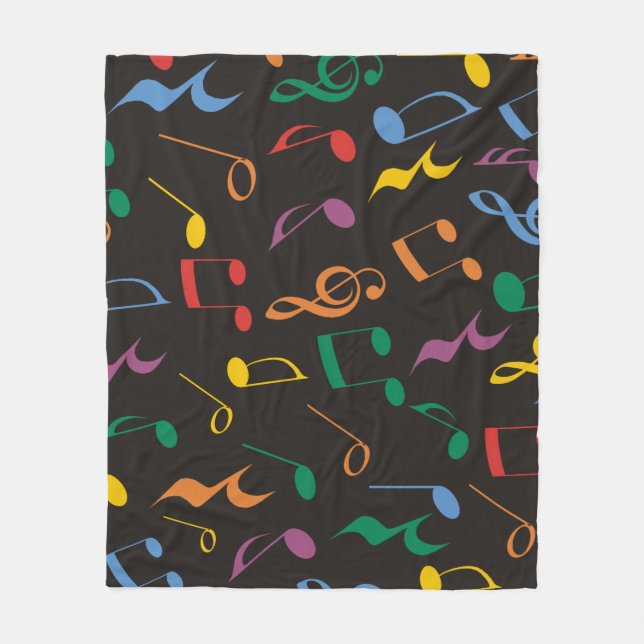 Colorful Music Notes Fleece Blanket (Front)